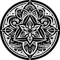 Mandala design, round geometrical shape decorative Floral design Silhouette Motif Pattern, round shape Flower design elements silhouette pattern black and white vector