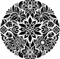 Mandala design, round geometrical shape decorative Floral design Silhouette Motif Pattern, round shape Flower design elements silhouette pattern black and white vector