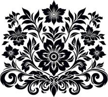 decorative Floral design Silhouette Motif Pattern, Flower design elements silhouette pattern black and white, decorative Botanical Flourish Silhouette pattern illustration vector