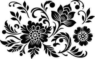 decorative Floral design Silhouette Motif Pattern, Flower design elements silhouette pattern black and white, decorative Botanical Flourish Silhouette pattern illustration vector