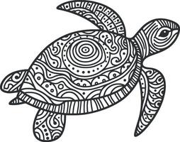 turtle mandala for the coloring page Silhouette pattern illustration art on White Background vector