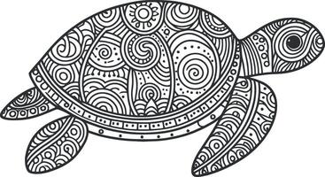 turtle mandala for the coloring page Silhouette pattern illustration art on White Background vector