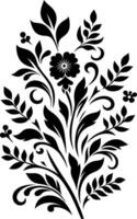decorative Floral design Silhouette Motif Pattern, Flower design elements silhouette pattern black and white, decorative Botanical Flourish Silhouette pattern illustration vector