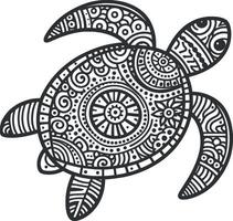 turtle mandala for the coloring page Silhouette pattern illustration art on White Background vector
