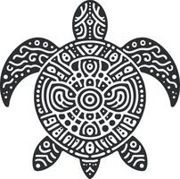 turtle mandala for the coloring page Silhouette pattern illustration art on White Background vector