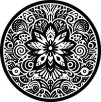 round geometrical shape decorative Floral design Silhouette Motif Pattern, round shape Flower design elements silhouette pattern black and white vector