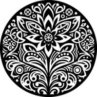 round geometrical shape decorative Floral design Silhouette Motif Pattern, round shape Flower design elements silhouette pattern black and white vector