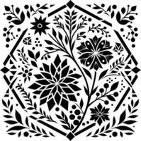 decorative Floral design Silhouette Motif Pattern, Flower design elements silhouette pattern black and white, decorative Botanical Flourish Silhouette pattern illustration vector
