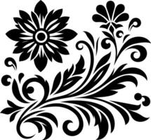 decorative Floral design Silhouette Motif Pattern, Flower design elements silhouette pattern black and white, decorative Botanical Flourish Silhouette pattern illustration vector