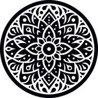 round geometrical shape decorative Floral design Silhouette Motif Pattern, round shape Flower design elements silhouette pattern black and white vector
