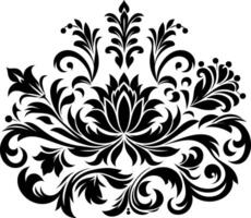 decorative Floral design Silhouette Motif Pattern, Flower design elements silhouette pattern black and white, decorative Botanical Flourish Silhouette pattern illustration vector