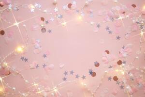 Abstract New Year and Christmas pink background with place for your text. photo