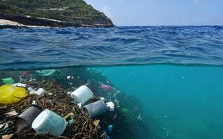 accumulation of garbage in the ocean, environmental pollution photo