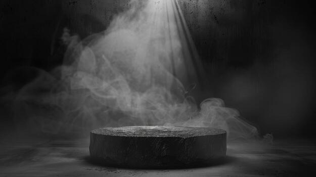 podio negro rock oscuro fumar antecedentes producto disparo. alto calidad foto