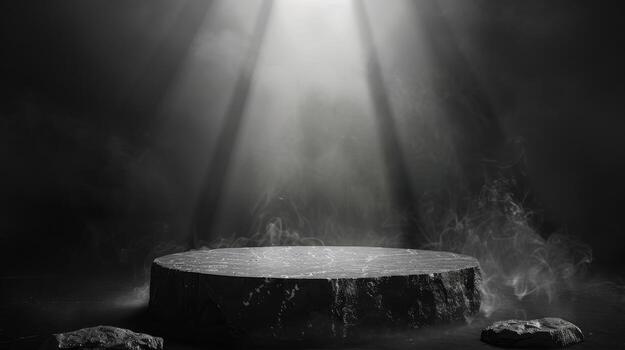 podio negro rock oscuro fumar antecedentes producto disparo. alto calidad foto