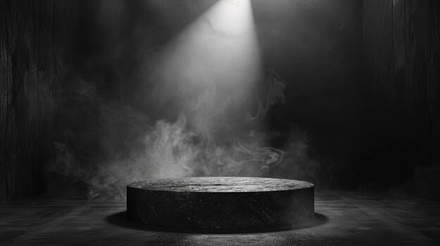 podio negro rock oscuro fumar antecedentes producto disparo. alto calidad foto