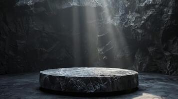 stone display, rock, dramatic and epic atmosphere, cosmetics and beauty for men, virility. High quality photo