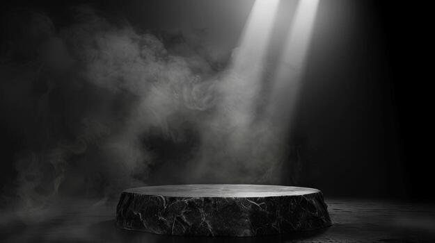 podio negro rock oscuro fumar antecedentes producto disparo. alto calidad foto