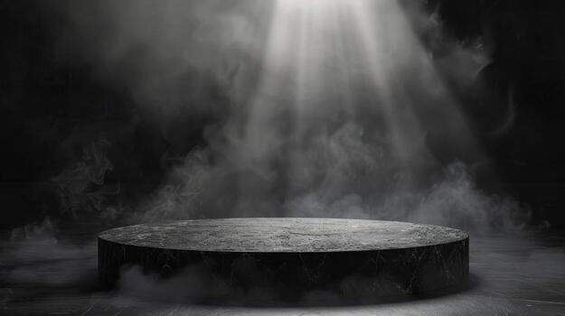 podio negro rock oscuro fumar antecedentes producto disparo. alto calidad foto