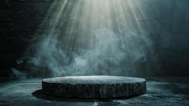 podio negro rock oscuro fumar antecedentes producto disparo. alto calidad foto