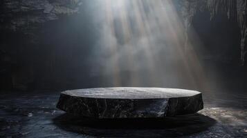 stone display, rock, dramatic and epic atmosphere, cosmetics and beauty for men, virility. High quality photo