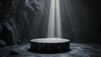stone display, rock, dramatic and epic atmosphere, cosmetics and beauty for men, virility. High quality photo