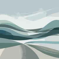 Abstract minimalist landscape linart background vector