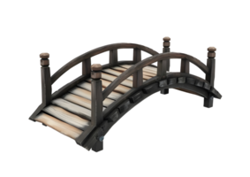 Decorative Wooden Bridge for Garden and Landscape Architecture Projects isolated on transparent background. png