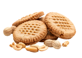 Peanut butter cookies with visible peanuts on top. Isolated on a transparent background png