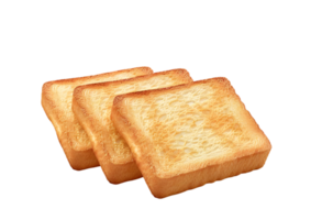 Stack of golden brown toast slices. Isolated on a transparent background png
