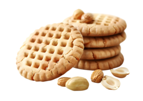 Crispy butter waffle cookies with a golden finish. Isolated on transparent background. png