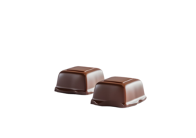 Pair of chocolate candies with smooth filling. Isolated on a transparent background. png