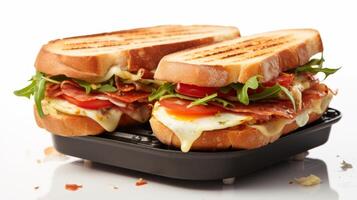 Homemade Breakfast Sandwich on a white background photo