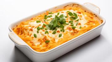 Buffalo Chicken Dip on a white background photo