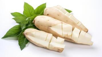 Fresh Cassava Root on a white background photo