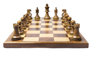 Classic Chess Board and Pieces Representing Strategy and Intellectual Game isolated on transparent background png