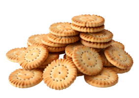 Butter biscuits stacked in a neat pile. Isolated on a transparent background png