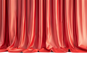 Luxurious red theater curtains with elegant drapery isolated on a transparent background png
