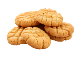 Peanut butter cookies with fork marks. Isolated on a transparent background png