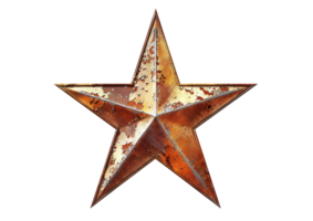 five-pointed stars with intricate rusted designs isolated on a transparent background png