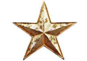 Pack of five-pointed golden stars with intricate designs isolated on a transparent background png