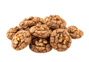 Soft oatmeal cookies with raisins piled together. Isolated on a transparent background png