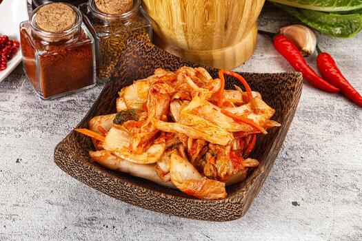 coreano cocina fermentado repollo kimchi foto