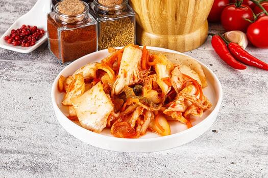 coreano cocina fermentado repollo kimchi foto