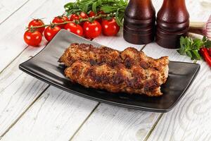 Chicken kebab minced meat and spices photo