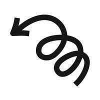 Hand drawn black wavy arrow on white background vector