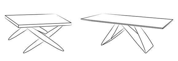 Tables outline, silhouette sketch, front view vector