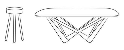 Tables outline, silhouette sketch, front view vector