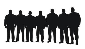 Group of security guards silhouette, law symbol vector