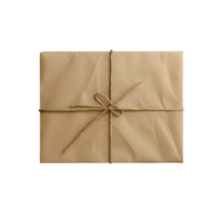 brown paper wrapped gift on transparent background png